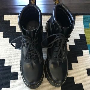 Dr Martens Smooth Black Leather Heeled Boots